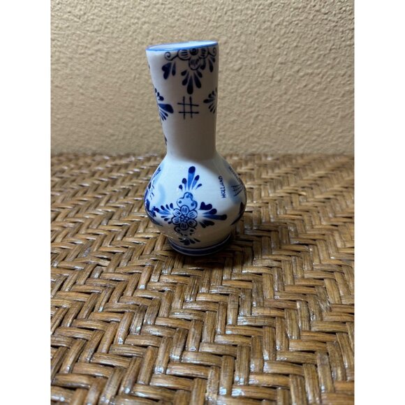 Delft Blue Holland Ceramic Vase With Windmill Design - Picture 3 of 10